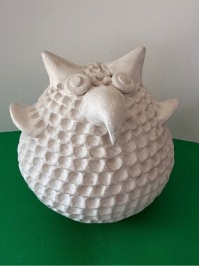 Andrea Fisher Fine Pottery A corrugated white owl figure by Stella Shutiva